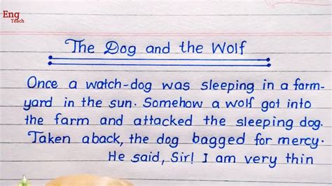 Moral story : The Dog and The Wolf | Story writing in English | English Story | writing | Eng ...