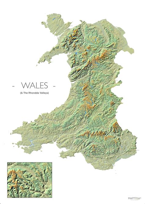 maphigh | Etsy in 2023 | Wales map, Topography map, Welsh map