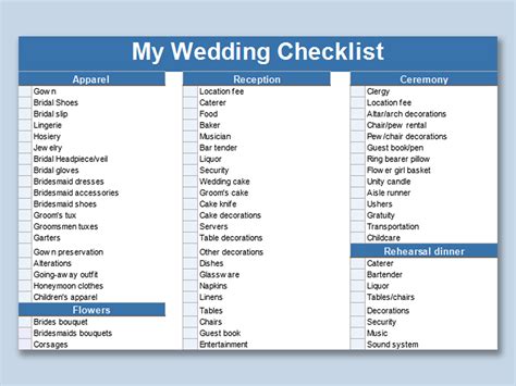 EXCEL of Wedding Checklist.xls | WPS Free Templates