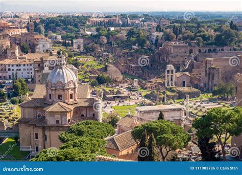 Aerial View of the Roman Forum and Colosseum in Rome, Italy. Rom Stock Photo - Image of roman ...