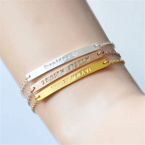 Aliexpress.com : Buy Personalized Bar Bracelet, Engraved Bracelet, Name ...