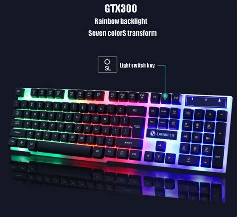 Limeide GTX300 Colorful LED Backlight Ergonomic Mechanical Gaming ...