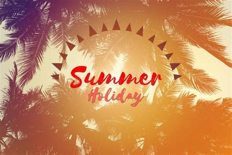 Summer Holiday Words on Silhouette of Coconut Tree Stock Image - Image of vacation, tree: 119301139