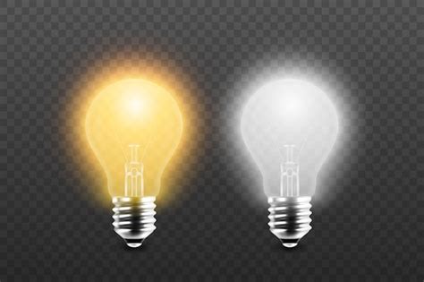 Premium Vector | Vector 3d Realistic Yellow and White Glowing Turned Off Electric Light Bulb ...