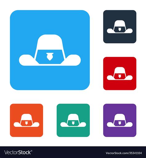 White sheriff hat with badge icon isolated Vector Image