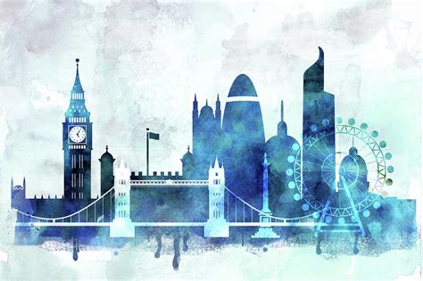 London skyline Painting by Dim Dom - Fine Art America