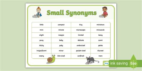 Small Synonyms Word Mat, Small Words (Hecho por educadores)