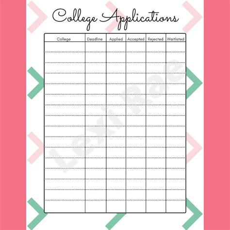 College Application Tracker Printable US Letter A5 HP | Etsy