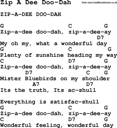 Summer Camp Song, Zip A Dee Doo-Dah, with lyrics and chords for Ukulele ...