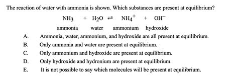 Solved The reaction of water with ammonia is shown. Which | Chegg.com