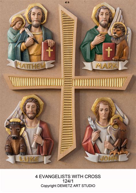 Four Evangelists Symbols Colored With Cross - St. Andrew's Book, Gift & Church Supply