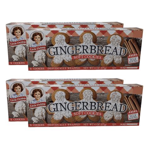 Little Debbie Gingerbread Soft Cookies, 4 Boxes, 32 Individually ...