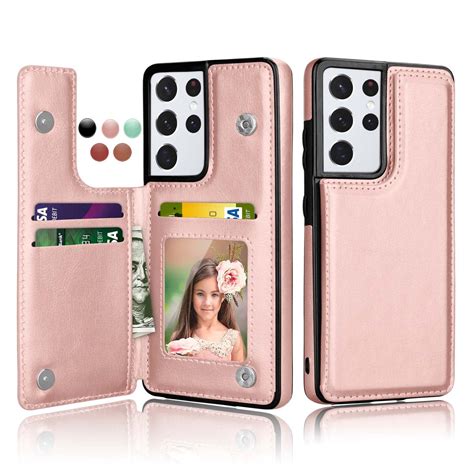 Cases for Galaxy S21 S21+ S21 Ultra 5G, Njjex Leather Flip Wallet Card Holder Case Cover for ...