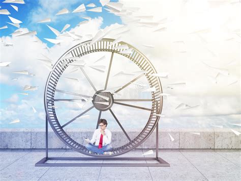 Man in spinning wheel stock photo. Image of copyspace - 68122996