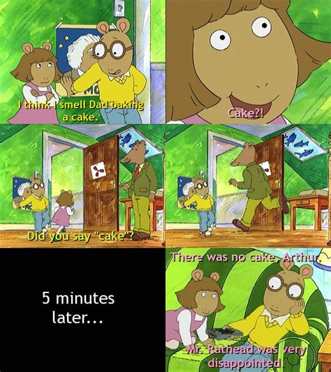 Oh Mr. Ratburn and his cake | Arthur memes, Childhood shows, Kids shows