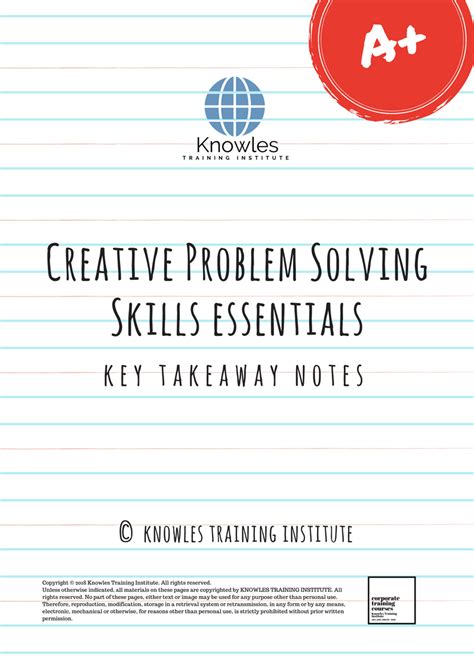 Creative Problem Solving Skills Training Course In Singapore - Knowles Training Institute