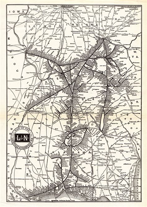 1905 Antique LOUISVILLE and NASHVILLE Railroad Map L and N | Etsy ...