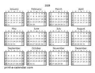 Download 2028 Printable Calendars