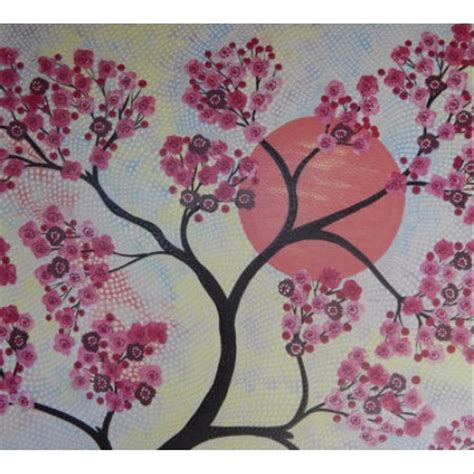 Jual Lukisan dot painting motif bunga sakura jepang di lapak ...