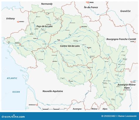 Map of the Loire River System, France Stock Vector - Illustration of bretagne, basin: 292022482