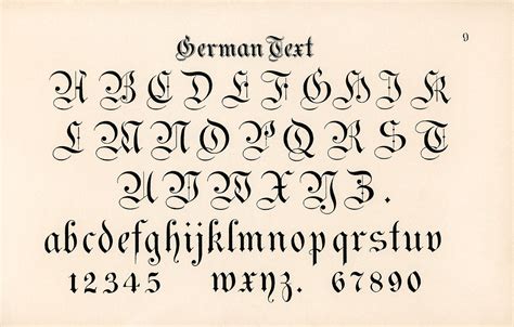 German style calligraphy fonts from… | Free public domain illustration