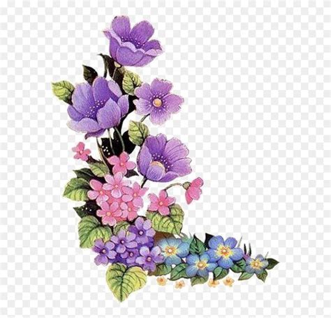 Download Purple Floral Border Free Png Image - Purple Flower Corner ...