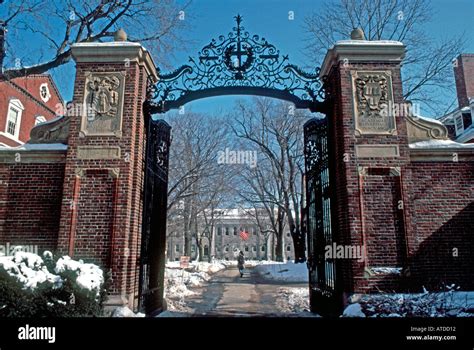 Boston MA ,USA, Harvard University Campus Entrance Winter Doorway ...