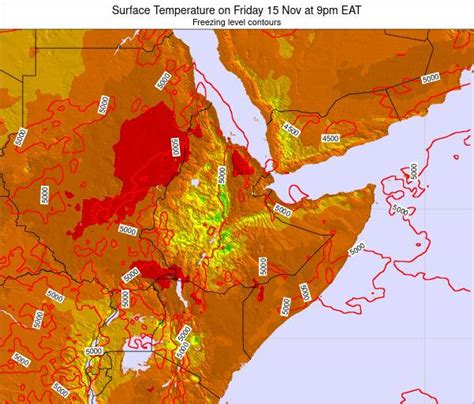 Djibouti Surface Temperature on Sunday 29 Sep at 9pm EAT