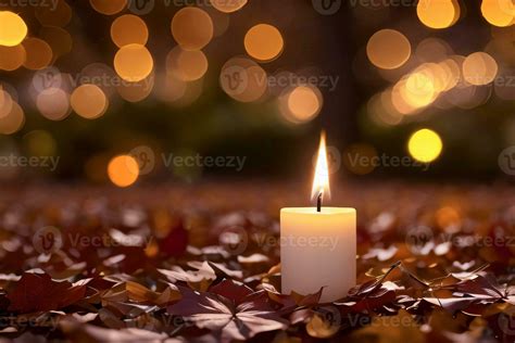 Photo of the candle and fall leaves wallpaper 29998549 Stock Photo at ...