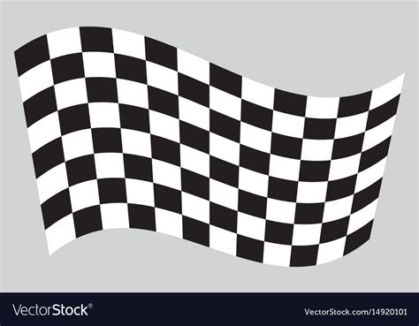 Checkered racing flag waving on gray background Vector Image