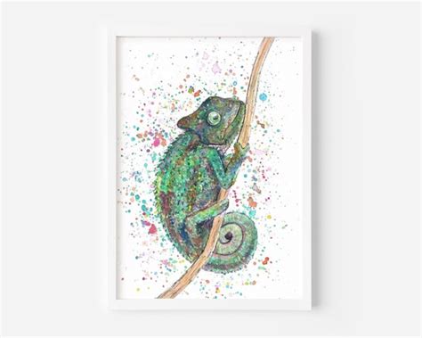 Chameleon Art Print gary Chameleon Painting From an - Etsy