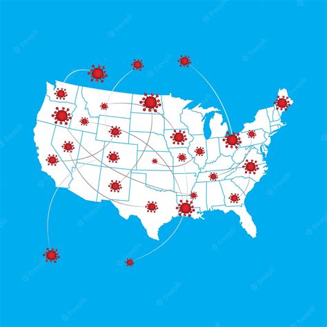 Premium Vector | Usa map with covid 19 virus shape and particle of ...