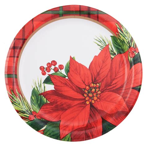 Holiday Time Paper Plates, Poinsettia, 30 Count - Walmart.com