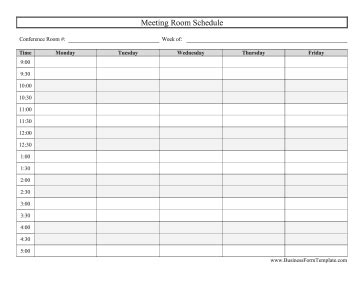 Conference Room Schedule Template