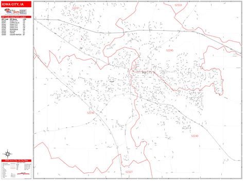 Iowa City Iowa Zip Code Wall Map (Red Line Style) by MarketMAPS ...