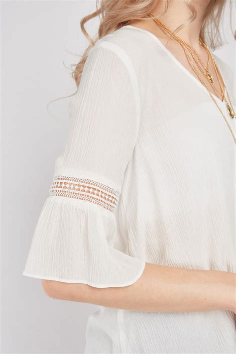 Crochet Sleeve Trim Casual Top - Just $6