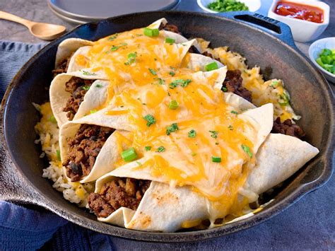 Beef and Bean Burrito Casserole with Cheese-Smothered Rice