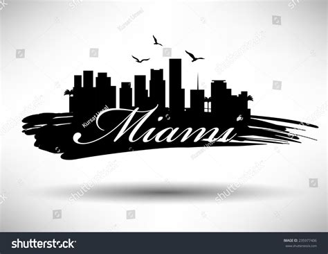 Miami Skyline Typography Design Stock Vector (Royalty Free) 235977406 ...