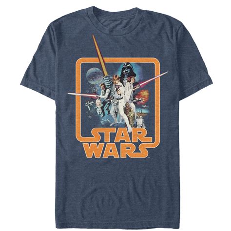 Star Wars - Men's Star Wars Throwback T-Shirt Navy Heather - Walmart ...