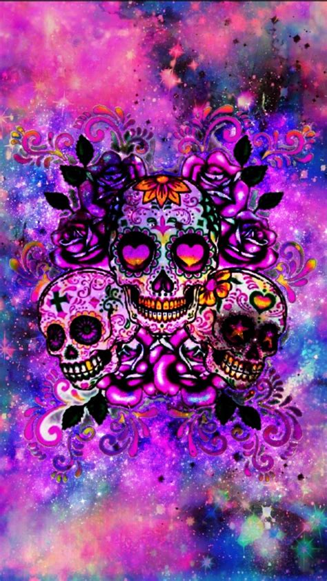 Hipster Skulls Galaxy, made by me #purple #sparkly #wallpapers #backgrounds #sparkles #glittery ...