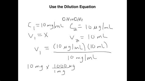 How to Use the Dilution Equation - YouTube