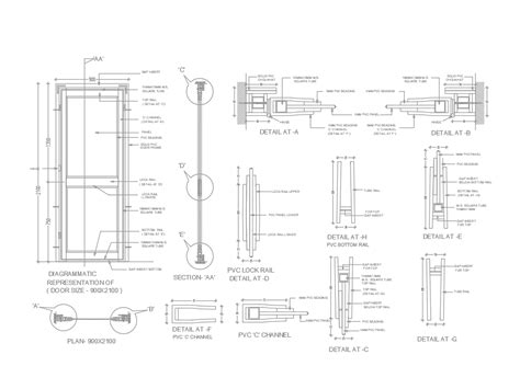 Pvc door detail in AutoCAD | CAD download (164.53 KB) | Bibliocad