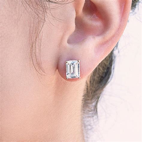 Emerald Cut Diamond Stud Earrings - Lab Diamonds - HauteCarat®