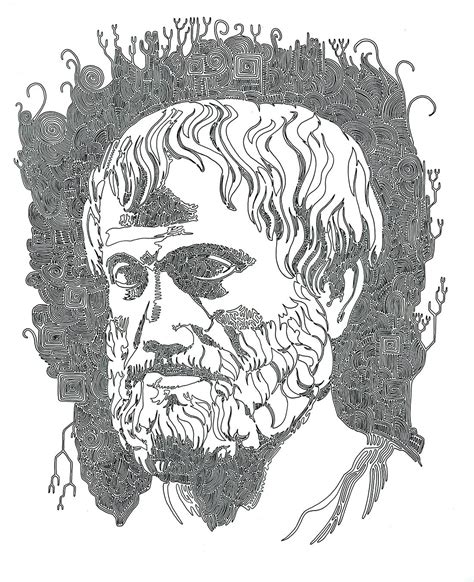 Aristotle drawn in a single continuous line, Robert Bentley, Ink on paper, 2021 : r/Aristotle