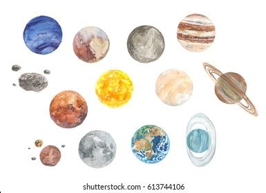 Watercolor Solar System Planets Stock Illustration 613744106 | Shutterstock