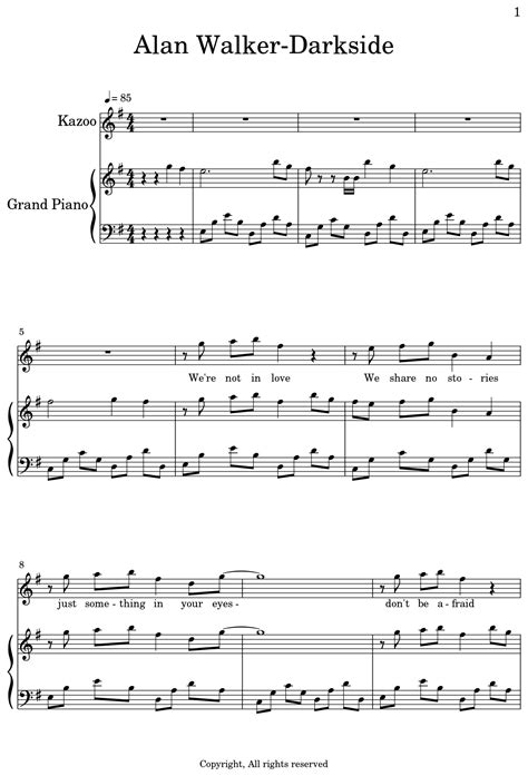 Alan Walker-Darkside - Sheet music for Kazoo, Piano