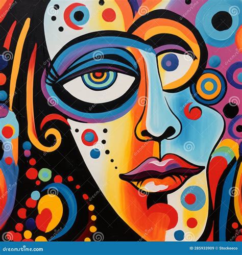 Colorful Cubist Portrait: Abstract Naive Art of Womanhood S Face Stock ...