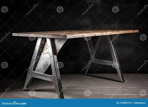 Industrial Desk with Sleek Metal Legs and Minimalist Design Stock ...