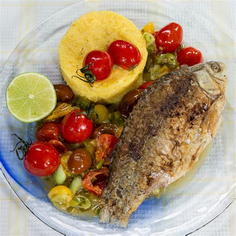 Fried Crucian Carp with Cherry Tomato Side