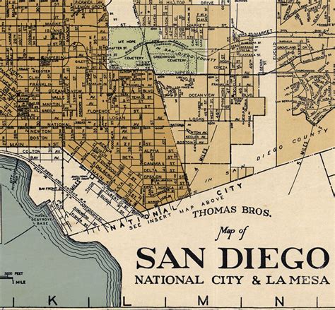 Old Map San Diego California 1920 Vintage Map Wall Map Print - VINTAGE ...